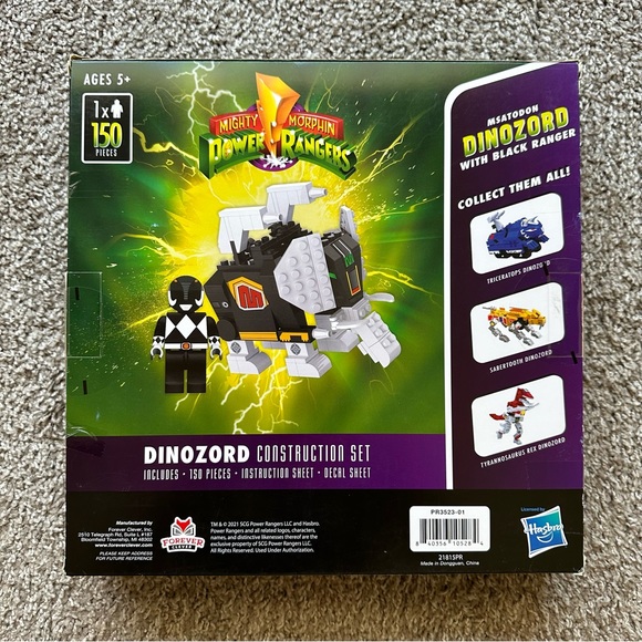 MIGHTY MORPHIN POWER RANGERS MASTODON DINOZORD BLACK RANGER CONSTRUCTION SET NEW - Picture 2 of 2